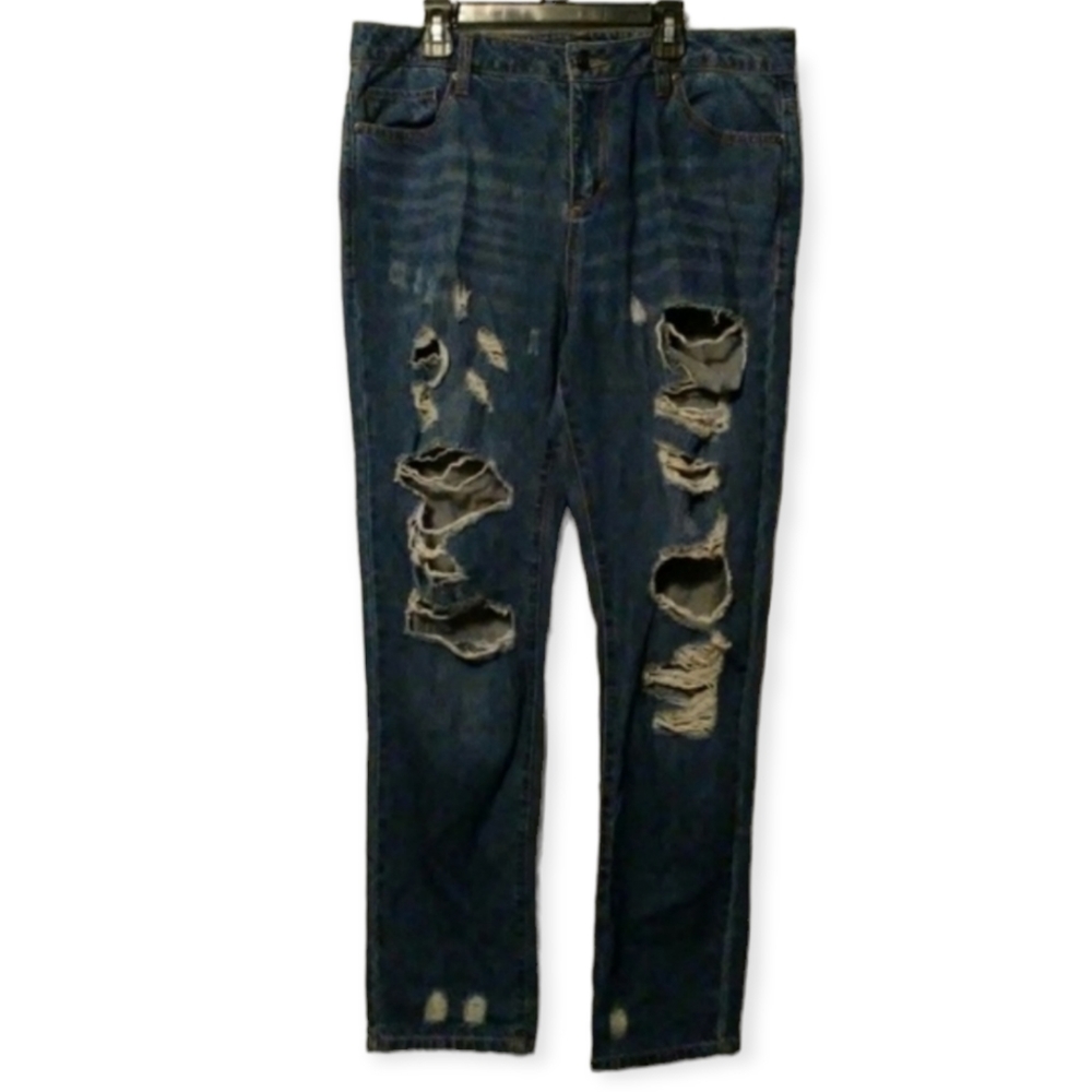 Forever 21 High Waist Mom Jeans Distressed Sz 28